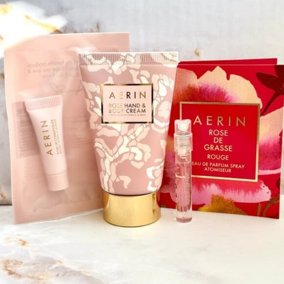AERIN Rose De Grasse Rouge Spray, Hand & Body Cream & Lip Conditioner Travel Set - Picture 1 of 2